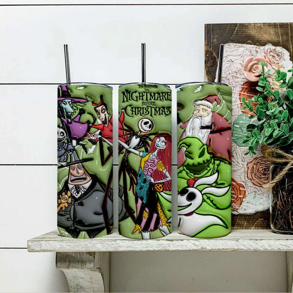 3D Inflated Halloween Tumbler Wrap, Christmas Tumbler Png 5