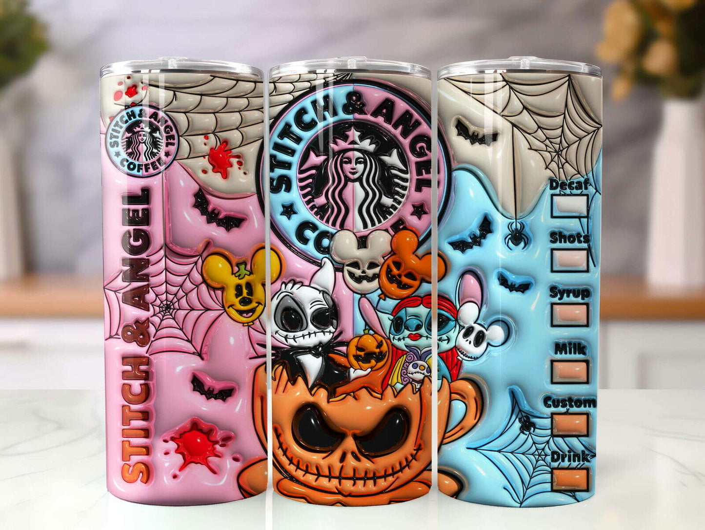 3D Inflated Halloween Tumbler Wrap, Christmas Tumbler Png 6
