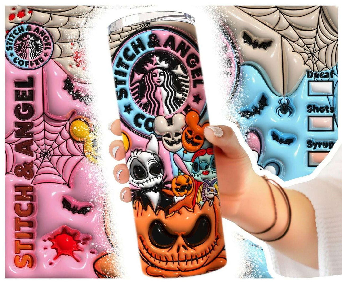 3D Inflated Halloween Tumbler Wrap, Christmas Tumbler Png 6