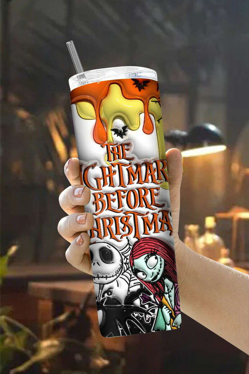 3D Inflated Horror Tumbler Wrap, 20oz Skinny Tumbler, Cartoon 3D Inflated 1