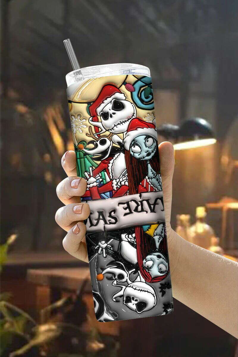 3D Inflated Horror Tumbler Wrap, 20oz Skinny Tumbler, Cartoon 3D Inflated 12
