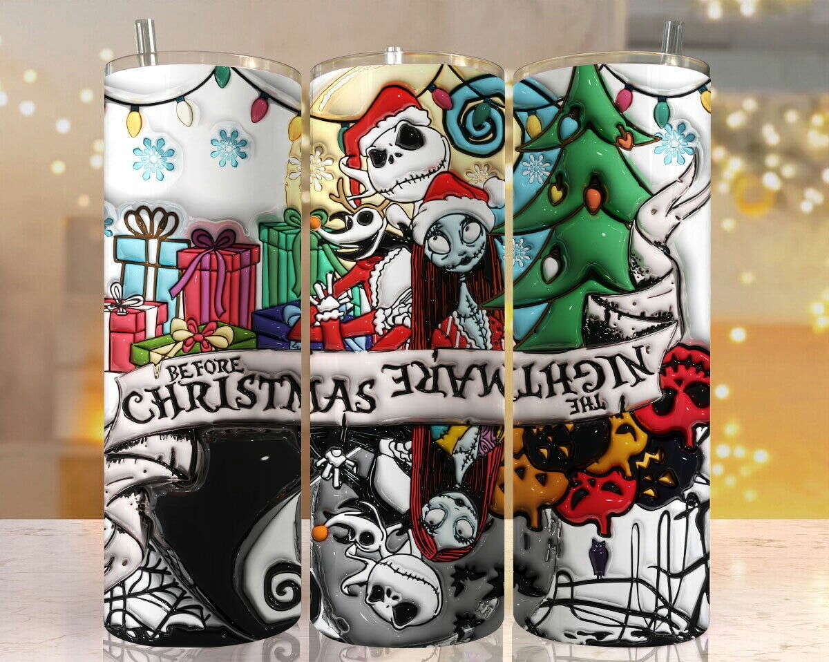 3D Inflated Horror Tumbler Wrap, 20oz Skinny Tumbler, Cartoon 3D Inflated 12