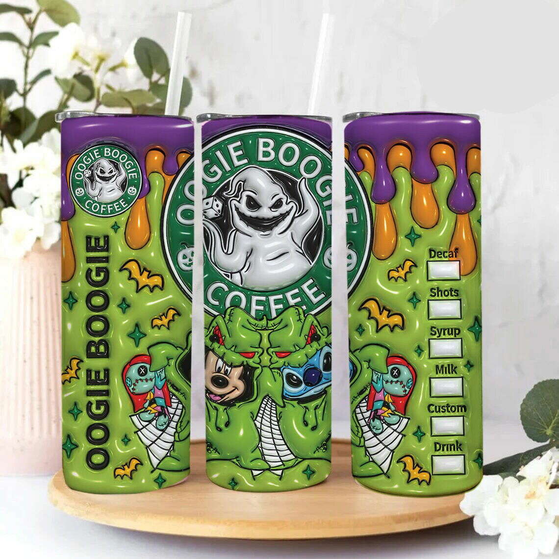 3D Inflated Horror Tumbler Wrap, 20oz Skinny Tumbler, Cartoon 3D Inflated 2
