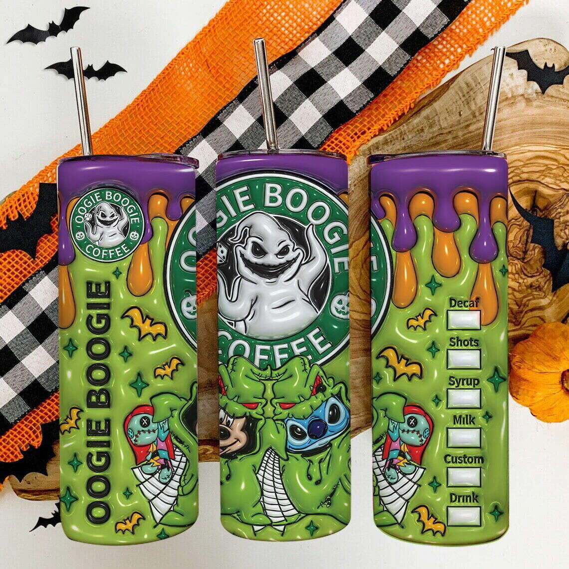 3D Inflated Horror Tumbler Wrap, 20oz Skinny Tumbler, Cartoon 3D Inflated 2