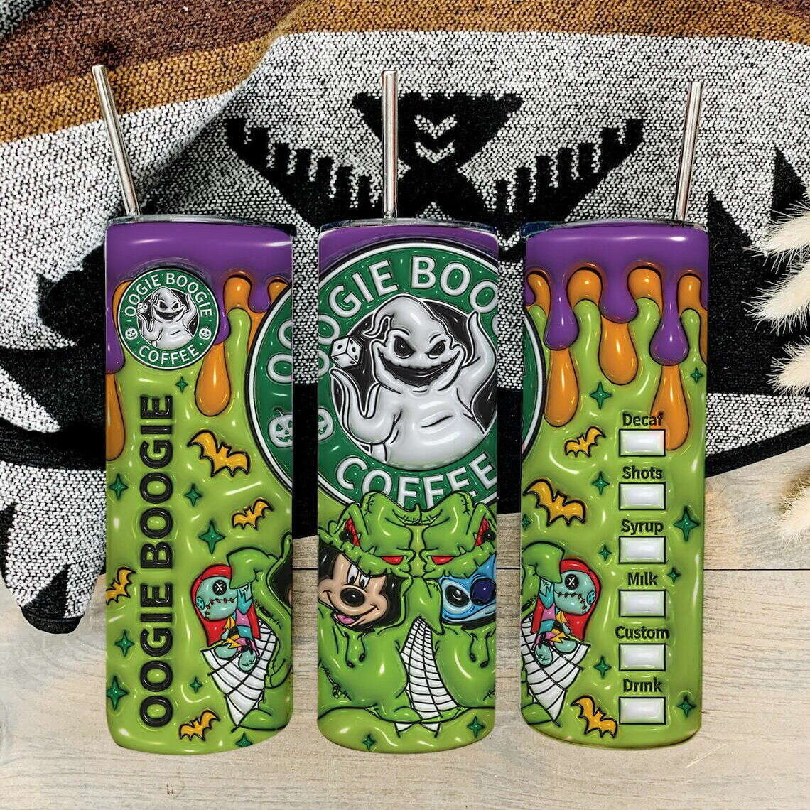 3D Inflated Horror Tumbler Wrap, 20oz Skinny Tumbler, Cartoon 3D Inflated 2