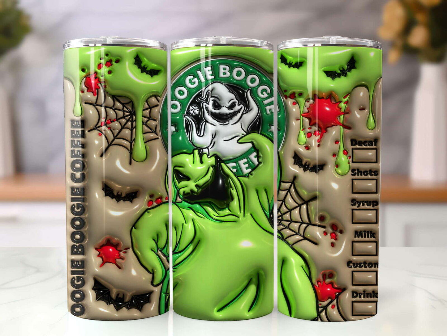 3D Inflated Horror Tumbler Wrap, 20oz Skinny Tumbler, Cartoon 3D Inflated 5