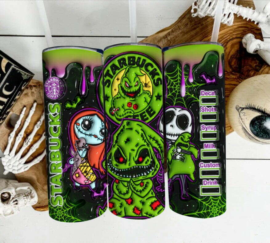 3D Inflated Horror Tumbler Wrap, 20oz Skinny Tumbler, Cartoon 3D Inflated 6