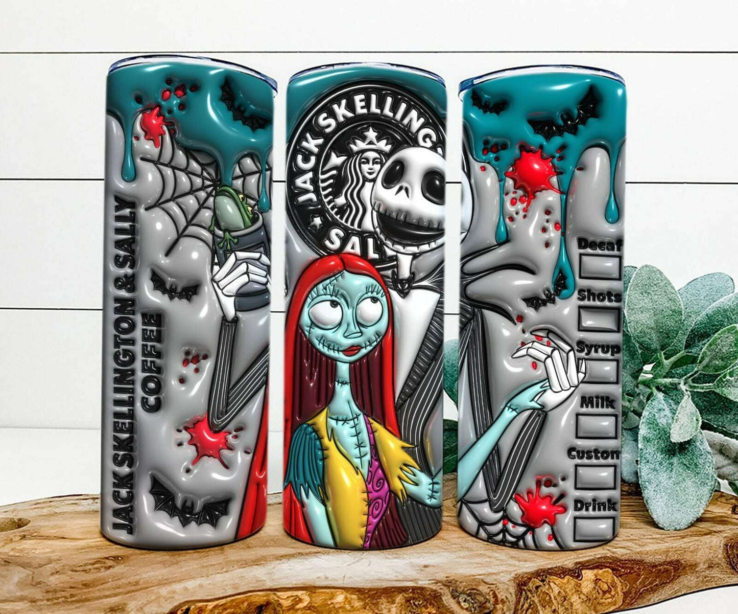 3D Inflated Horror Tumbler Wrap, 20oz Skinny Tumbler, Cartoon 3D Inflated 8