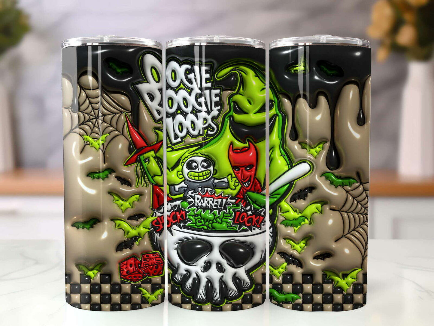 3D Inflated Horror Tumbler Wrap, 20oz Skinny Tumbler, Horror Character 3D Inflated