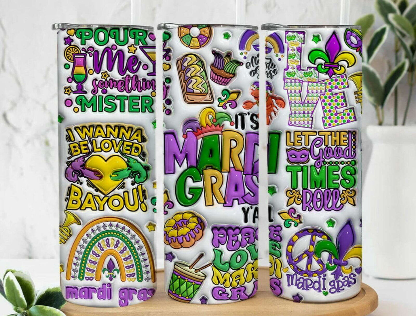 3D Inflated Mardi Gras 20 oz tumbler png 20 oz tumbler designs