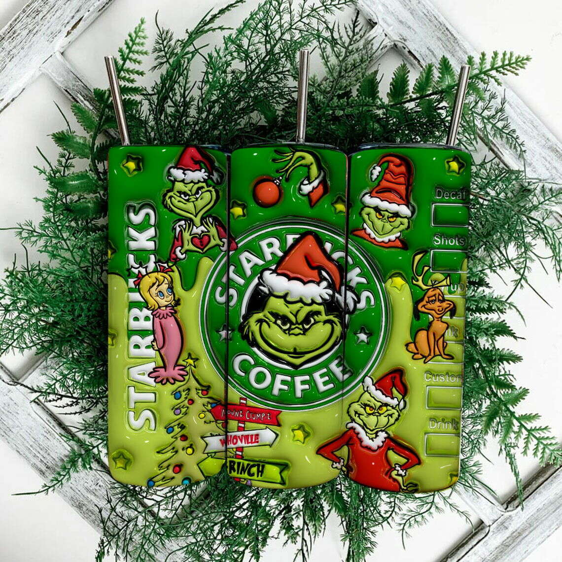3D Inflated The Christmas Png, 20oz Tumbler Wrap Png