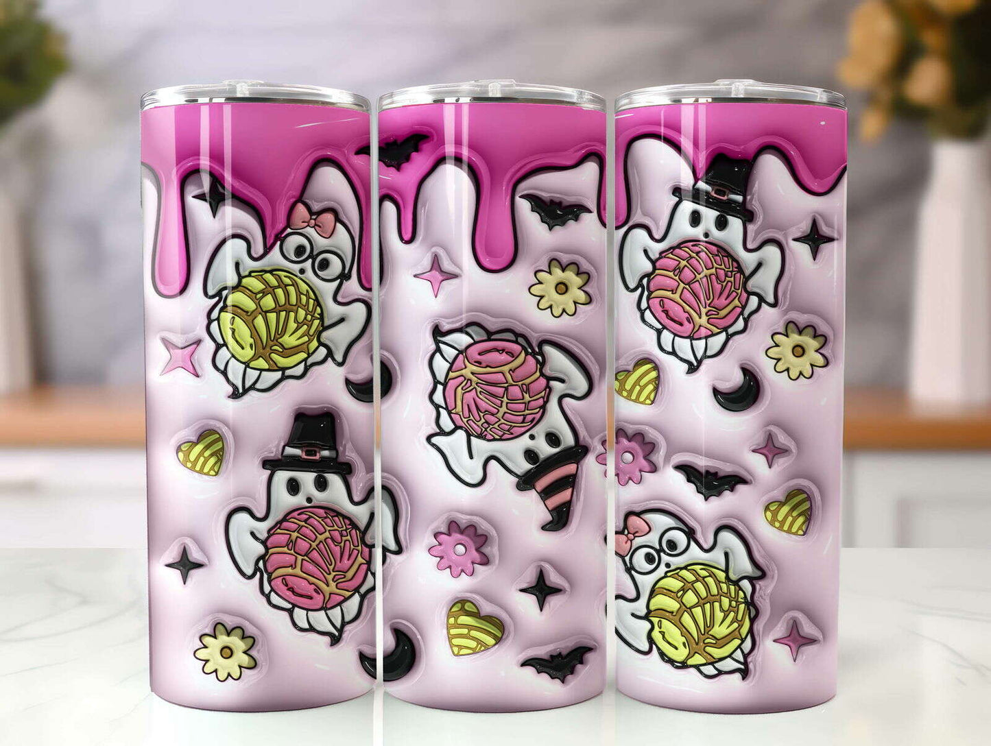 3D Inflated Tumbler, 20oz Skinny Tumbler, Mexican PNG, Halloween Png