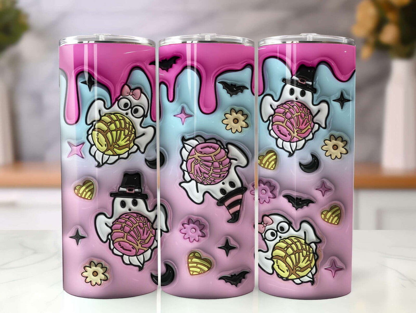 3D Inflated Tumbler, 20oz Skinny Tumbler, Mexican PNG, Halloween Png