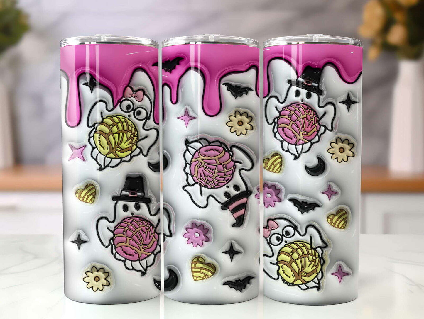 3D Inflated Tumbler, 20oz Skinny Tumbler, Mexican PNG, Halloween Png