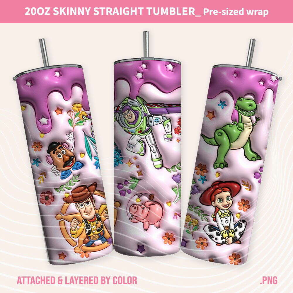 3D Inflated Tumbler, Movie Tumbler, Inflated Tumbler, 3D Tumbler Wrap 20oz Skinny 2