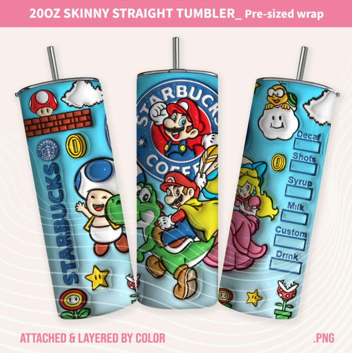 3D Inflated Tumbler PNG, 3D Inflated Kids Game Tumbler