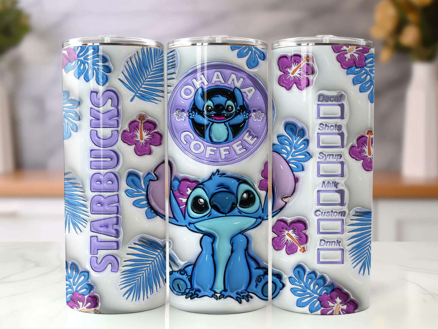 3D Inflated Tumbler Wrap, Coffee Design Tumbler