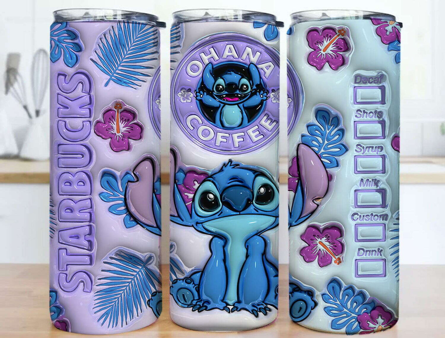 3D Inflated Tumbler Wrap, Coffee Design Tumbler