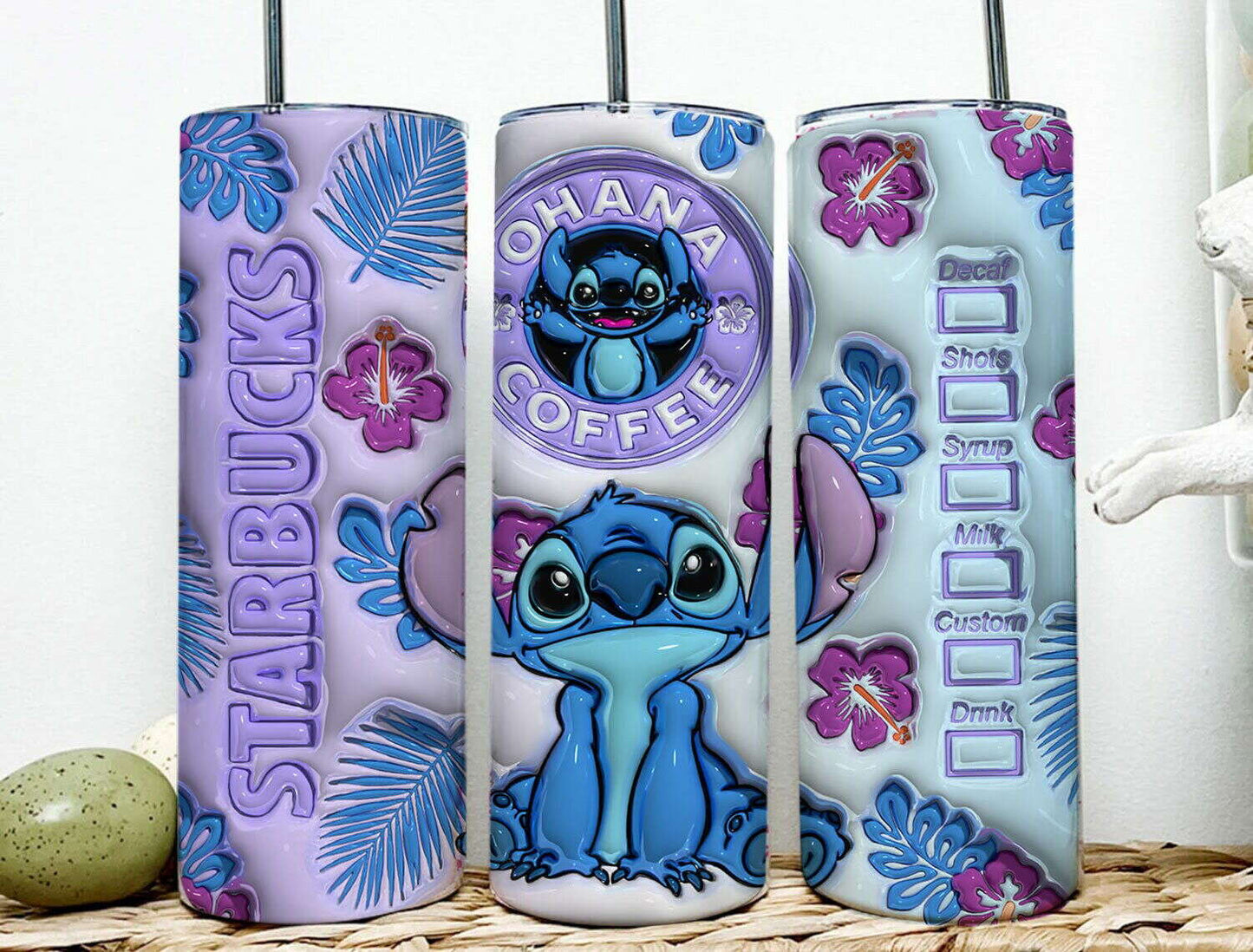 3D Inflated Tumbler Wrap, Coffee Design Tumbler