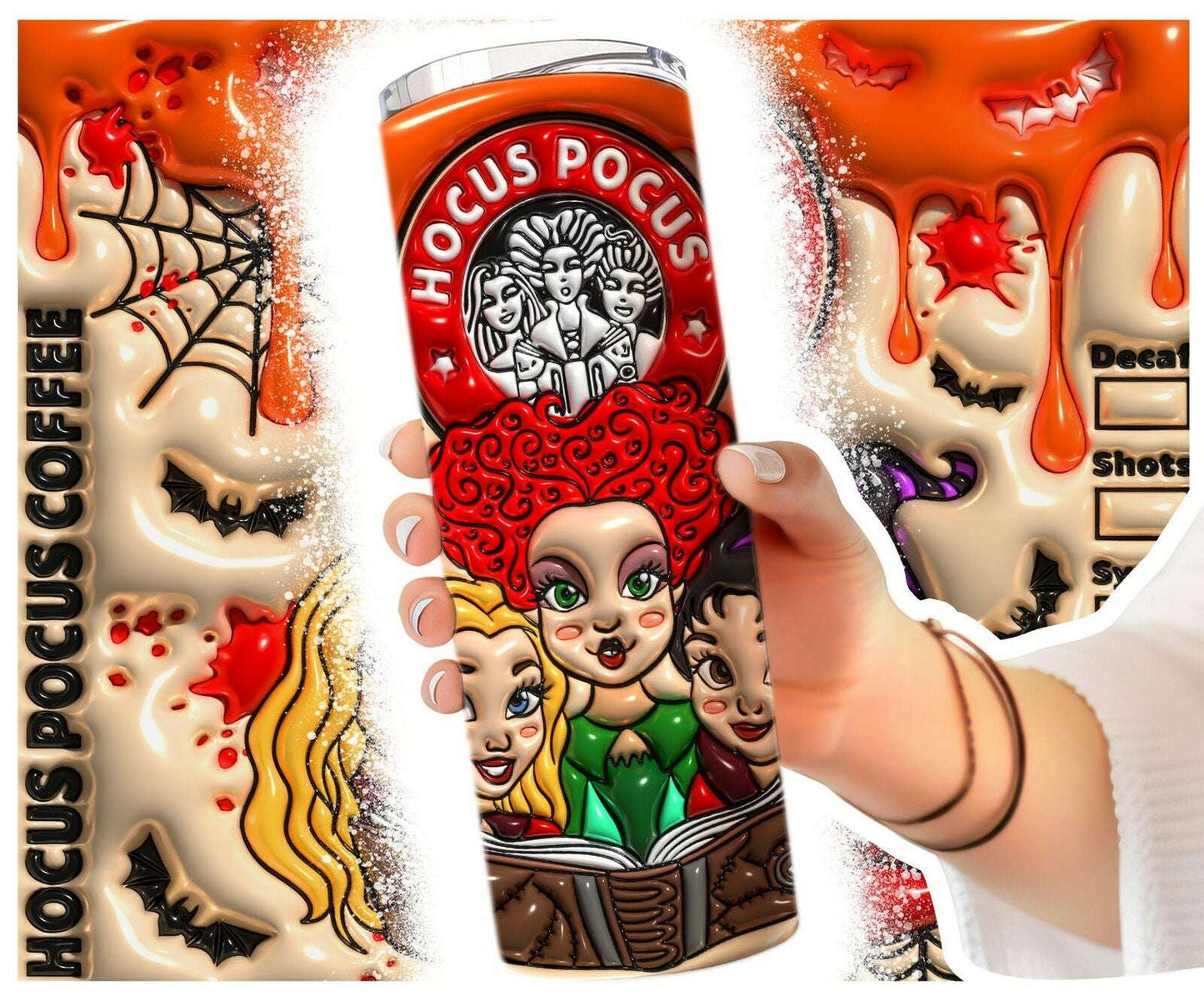 3D inflated tumbler wrap Tumbler Wrap Bundle, 20oz Skinny Tumbler Wrap Halloween