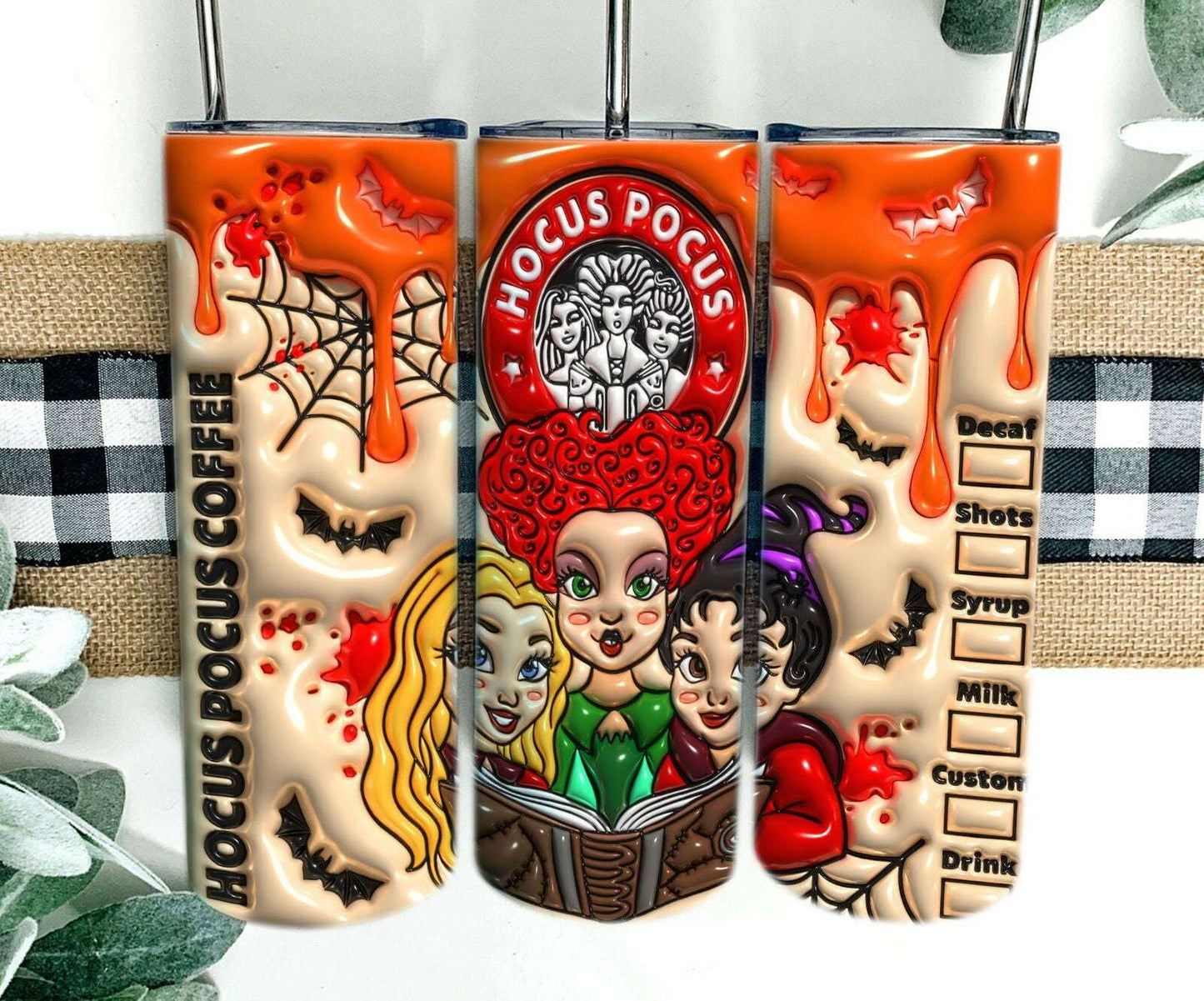 3D inflated tumbler wrap Tumbler Wrap Bundle, 20oz Skinny Tumbler Wrap Halloween