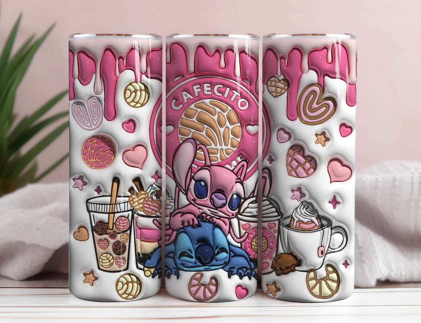 3D Inflated Valentine Tumbler Wrap, 3D Cafecito Y Chisme Tumbler Wrap