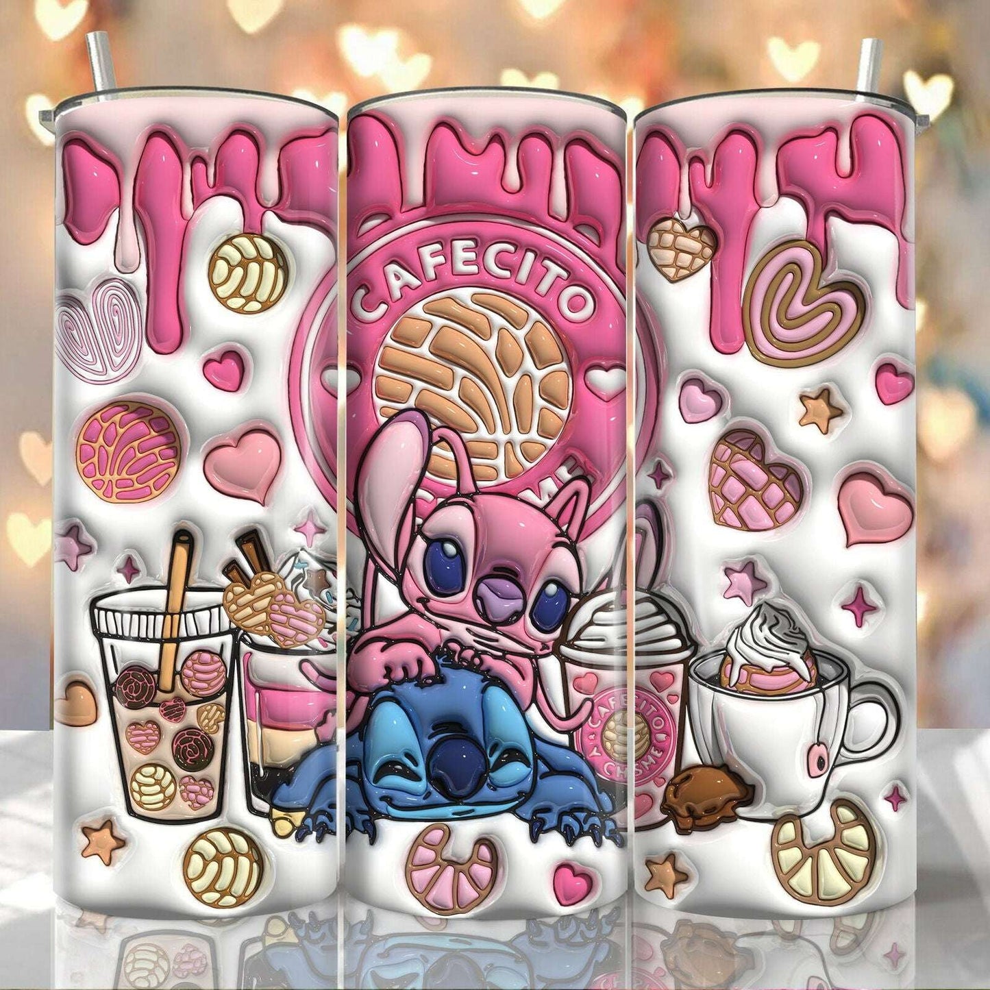 3D Inflated Valentine Tumbler Wrap, 3D Cafecito Y Chisme Tumbler Wrap