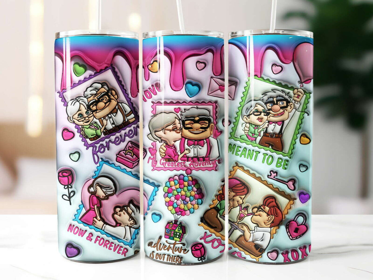 3D Inflated Valentine Tumbler Wrap, 3D Valentine Inflated Tumbler Wrap