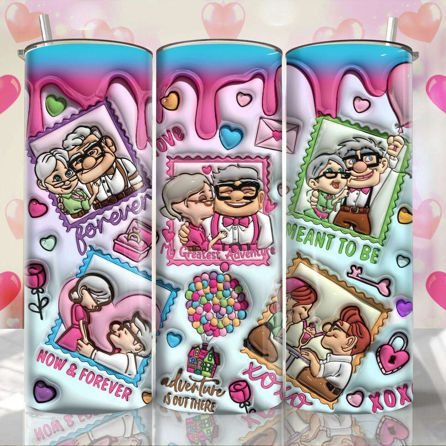 3D Inflated Valentine Tumbler Wrap, 3D Valentine Inflated Tumbler Wrap