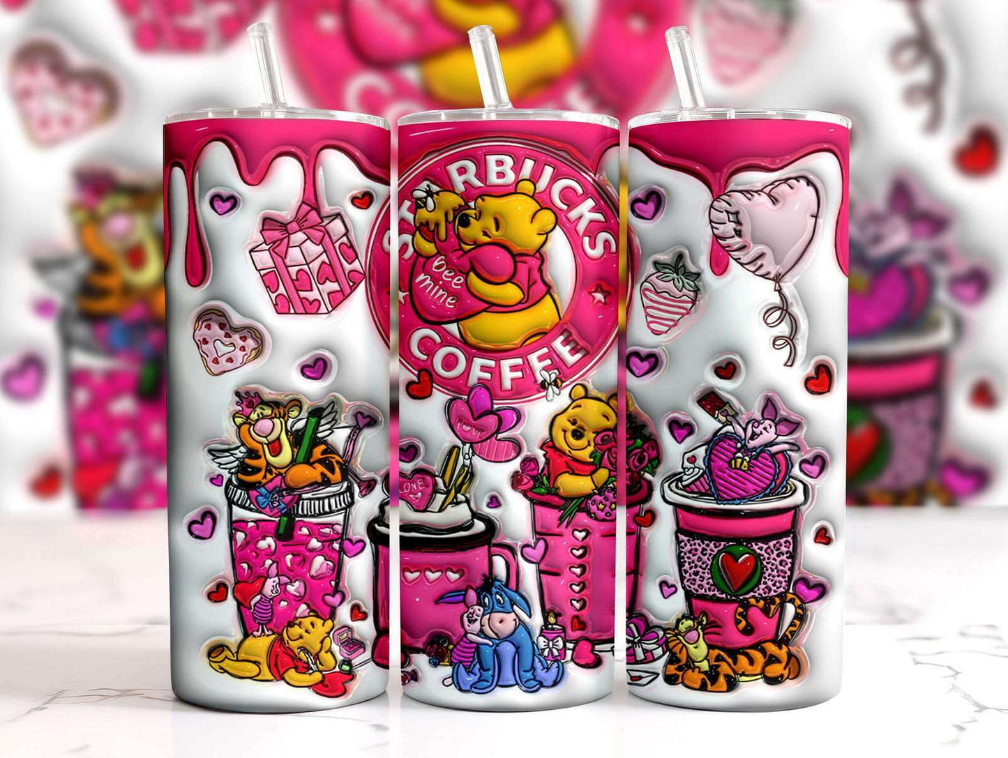 3D Inflated Valentine Tumbler Wrap, Happy Valentine,Png Download 2