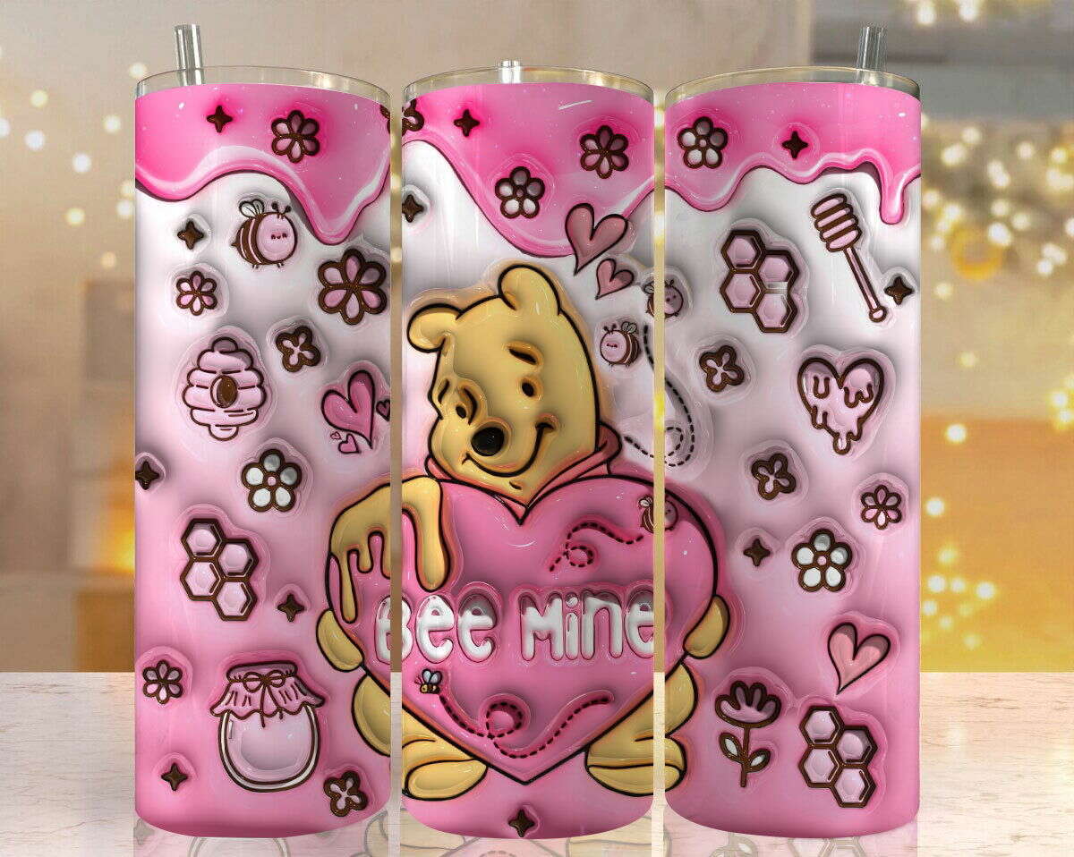 3D Inflated Valentine Tumbler Wrap, Winnie The Pooh 3D Inflated Tumbler Wrap