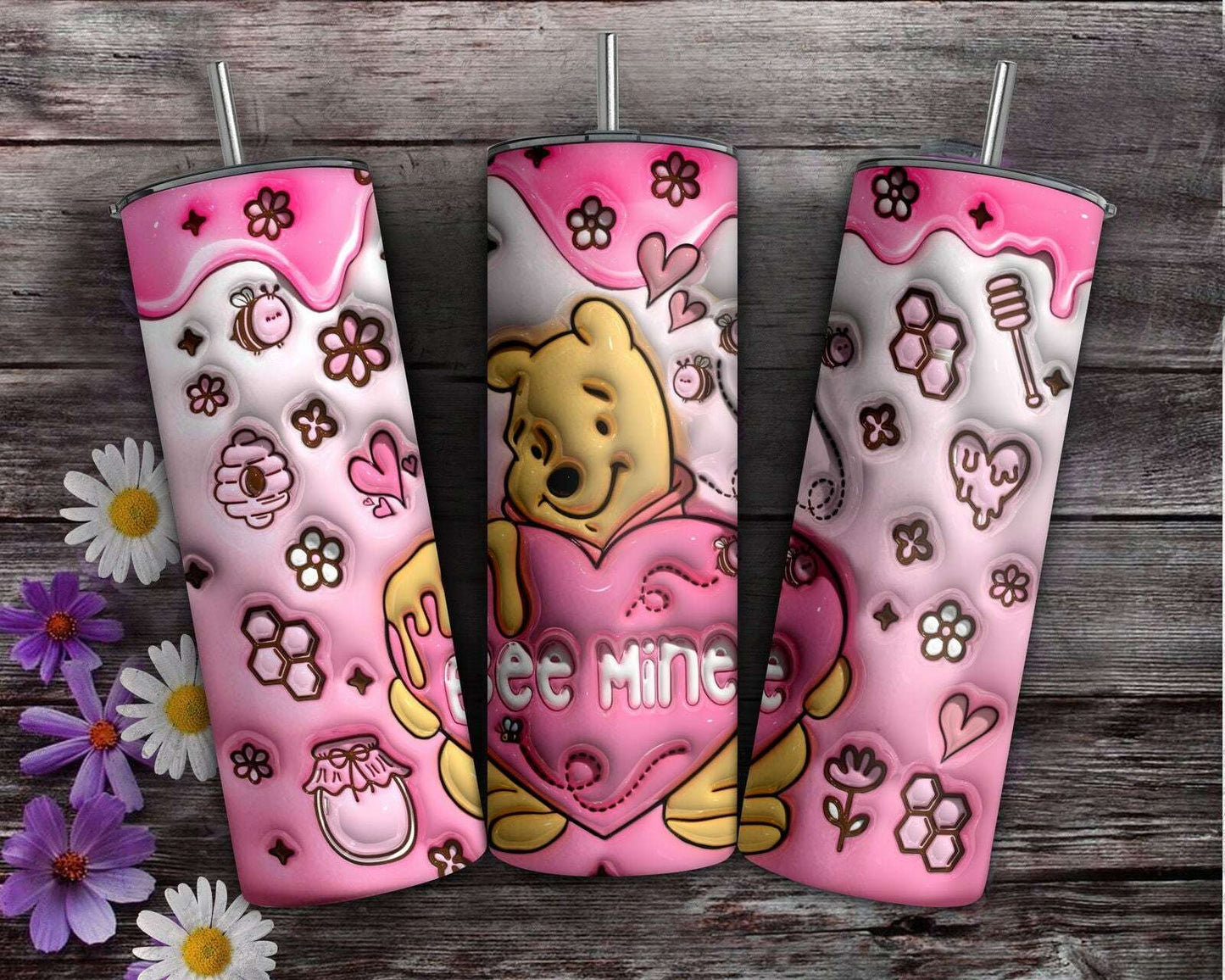 3D Inflated Valentine Tumbler Wrap, Winnie The Pooh 3D Inflated Tumbler Wrap