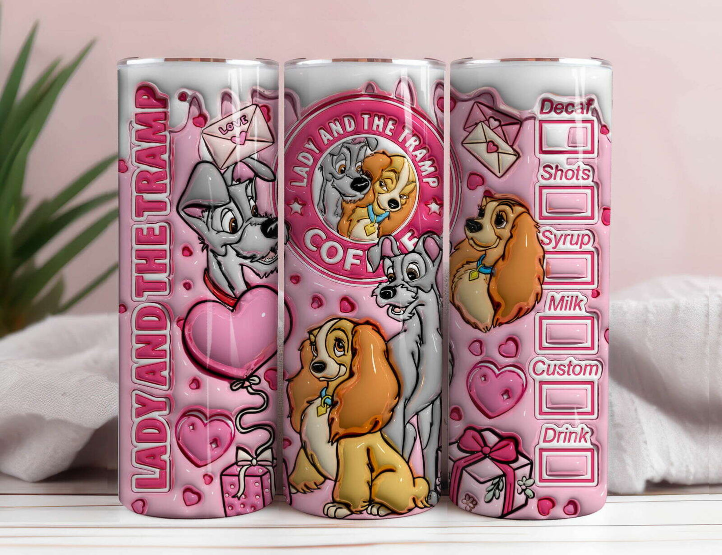 3D Lady Valentine Tumbler Design PNG, 3D Inflated Valentine Tumbler Wrap