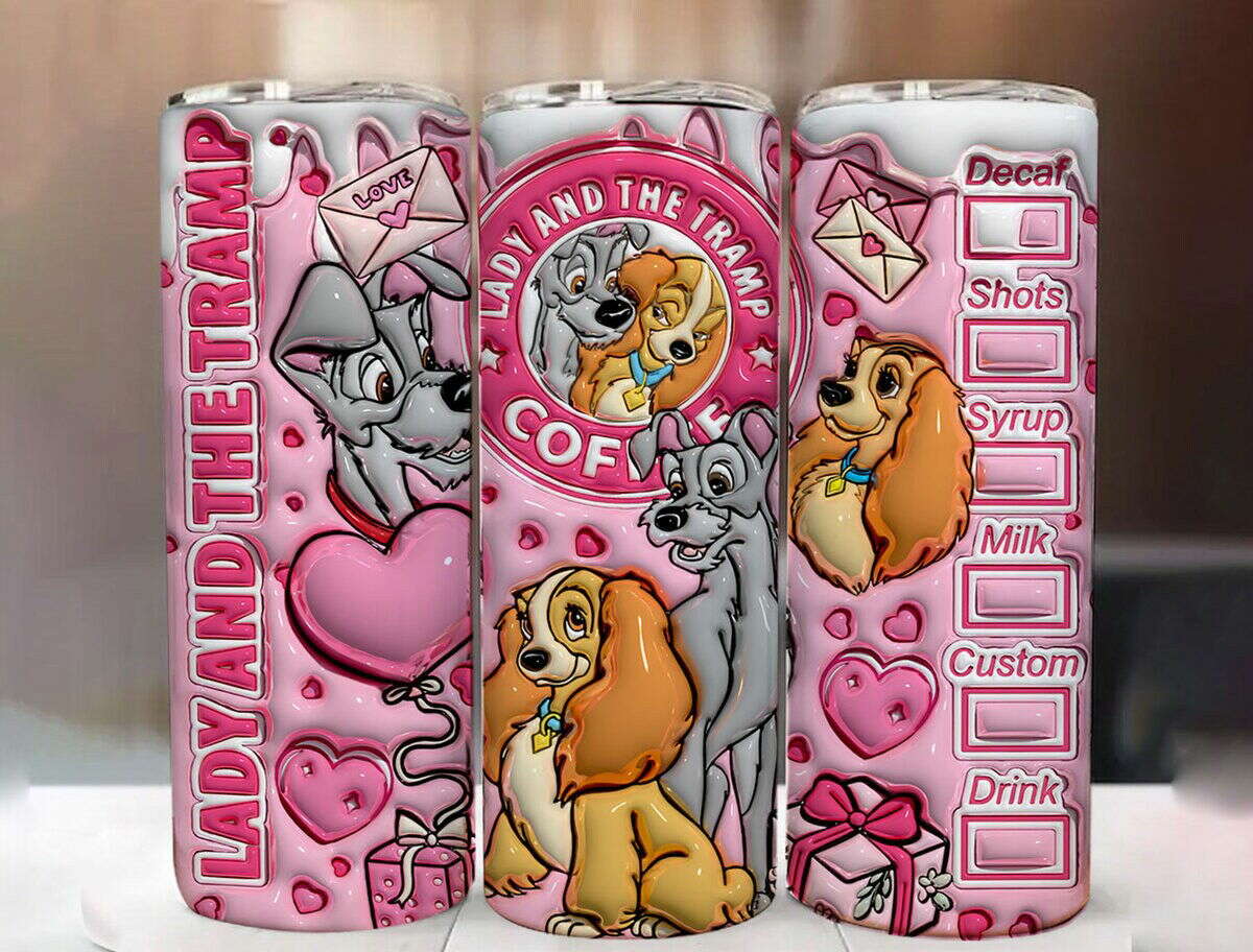 3D Lady Valentine Tumbler Design PNG, 3D Inflated Valentine Tumbler Wrap