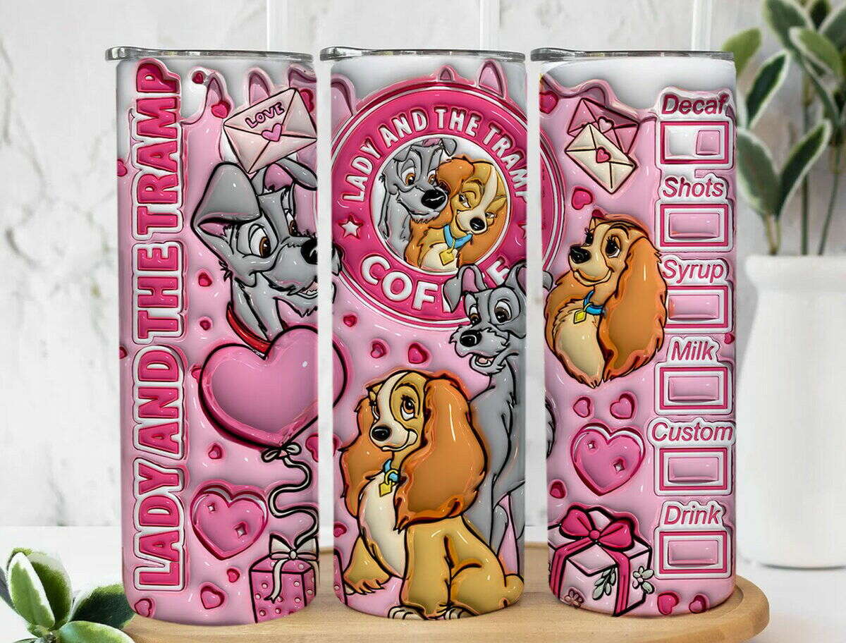 3D Lady Valentine Tumbler Design PNG, 3D Inflated Valentine Tumbler Wrap