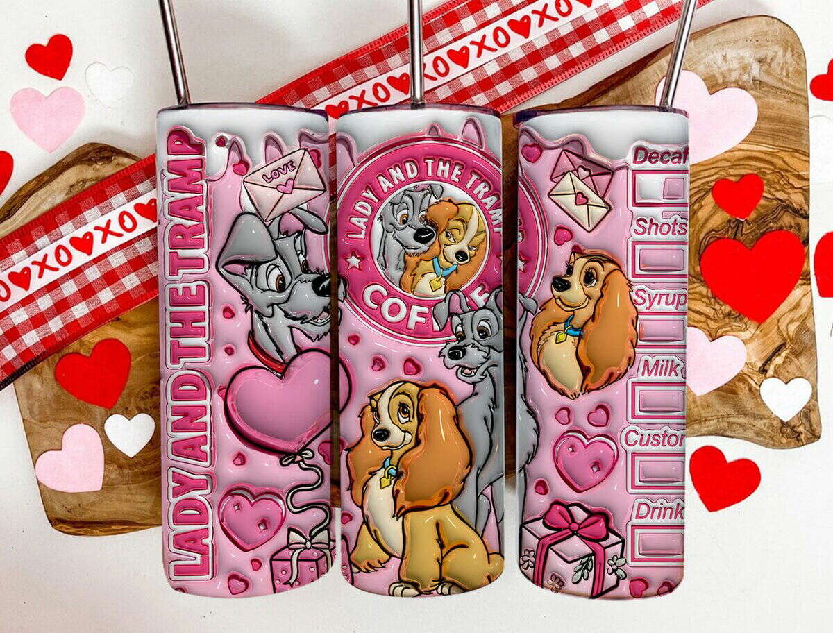 3D Lady Valentine Tumbler Design PNG, 3D Inflated Valentine Tumbler Wrap
