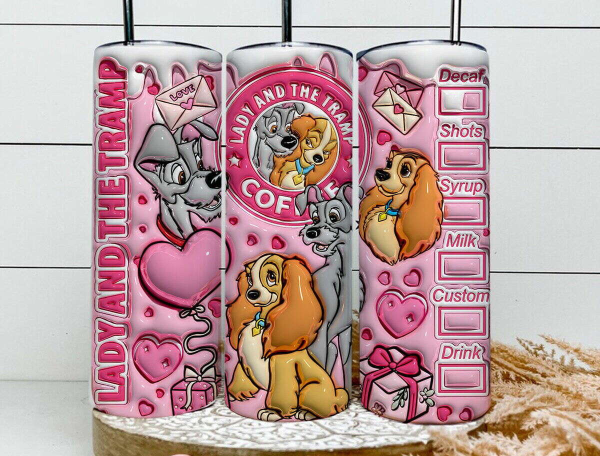 3D Lady Valentine Tumbler Design PNG, 3D Inflated Valentine Tumbler Wrap