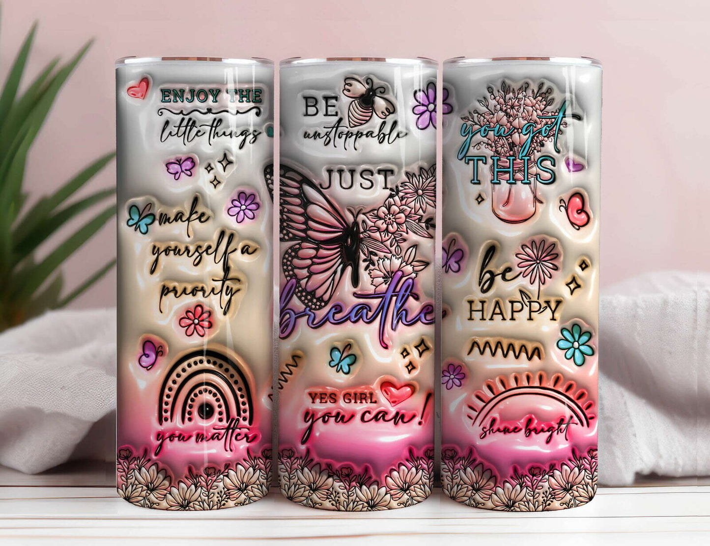 3D Positive Affirmations Inflated Tumbler Wrap 3D 1