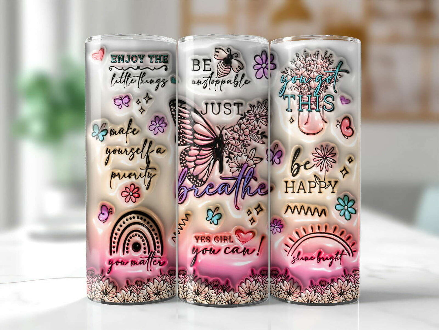 3D Positive Affirmations Inflated Tumbler Wrap 3D 1