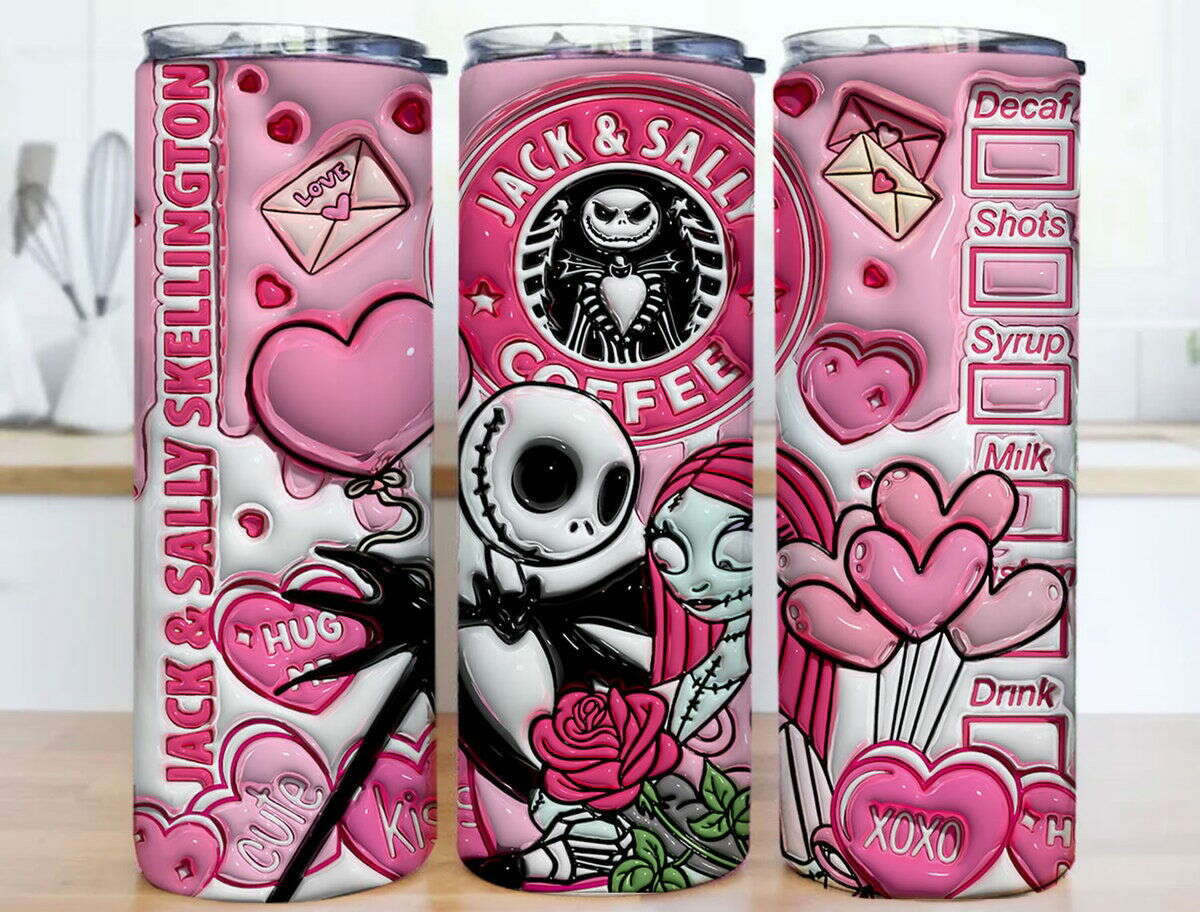 3D Valentine Tumbler Design PNG, 3D Inflated Valentine Tumbler Wraps 2