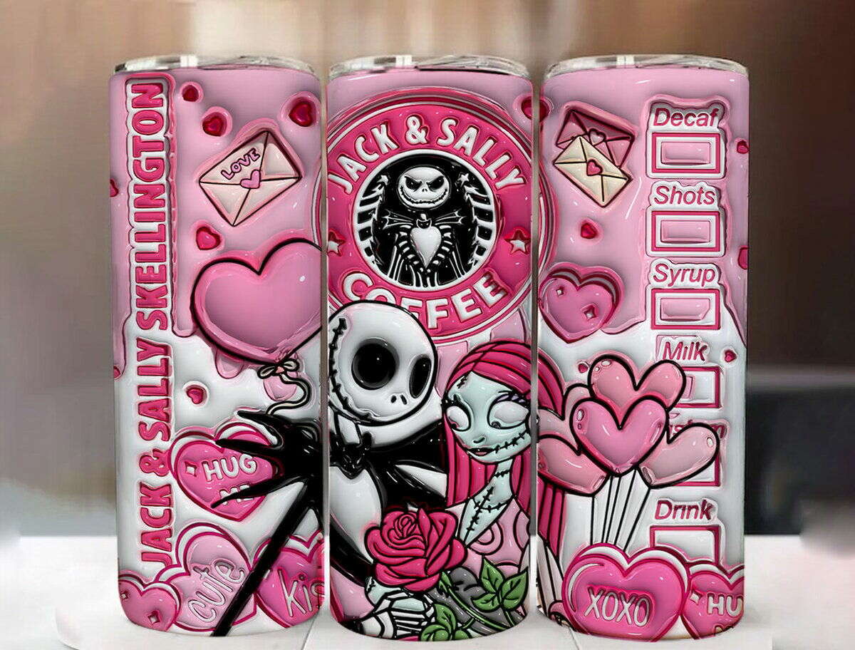 3D Valentine Tumbler Design PNG, 3D Inflated Valentine Tumbler Wraps 2