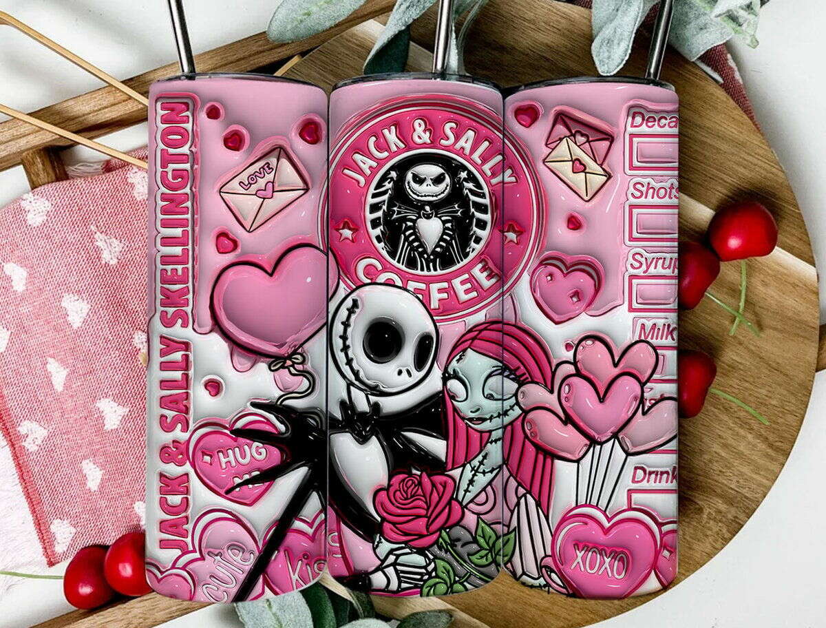 3D Valentine Tumbler Design PNG, 3D Inflated Valentine Tumbler Wraps 2