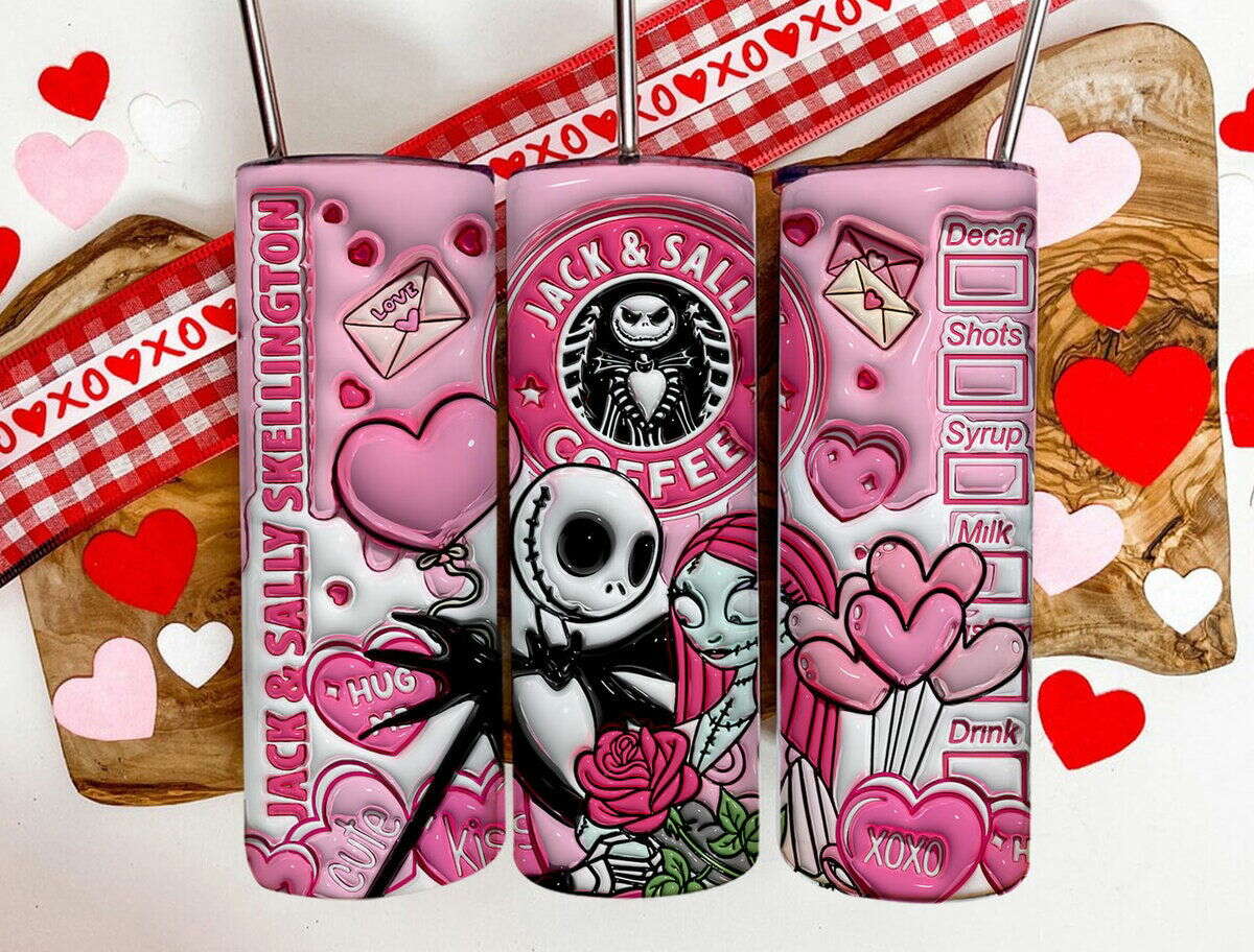 3D Valentine Tumbler Design PNG, 3D Inflated Valentine Tumbler Wraps 2