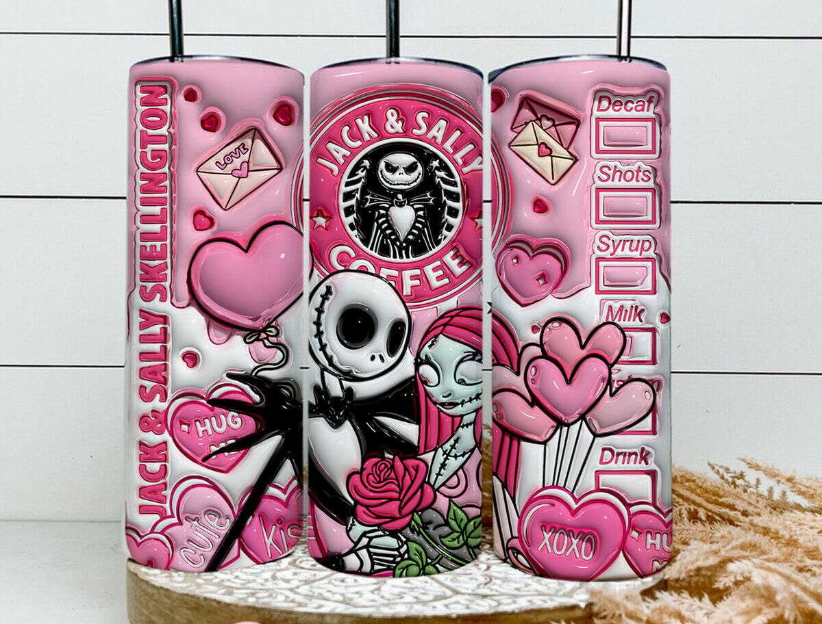 3D Valentine Tumbler Design PNG, 3D Inflated Valentine Tumbler Wraps 2
