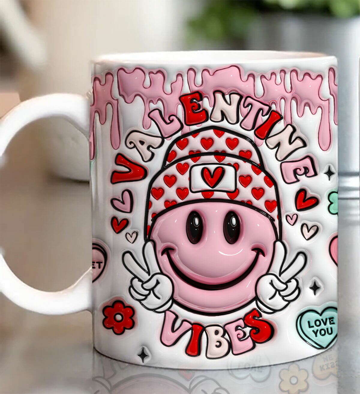 3D Valentine Vibes Inflated Mug Wrap