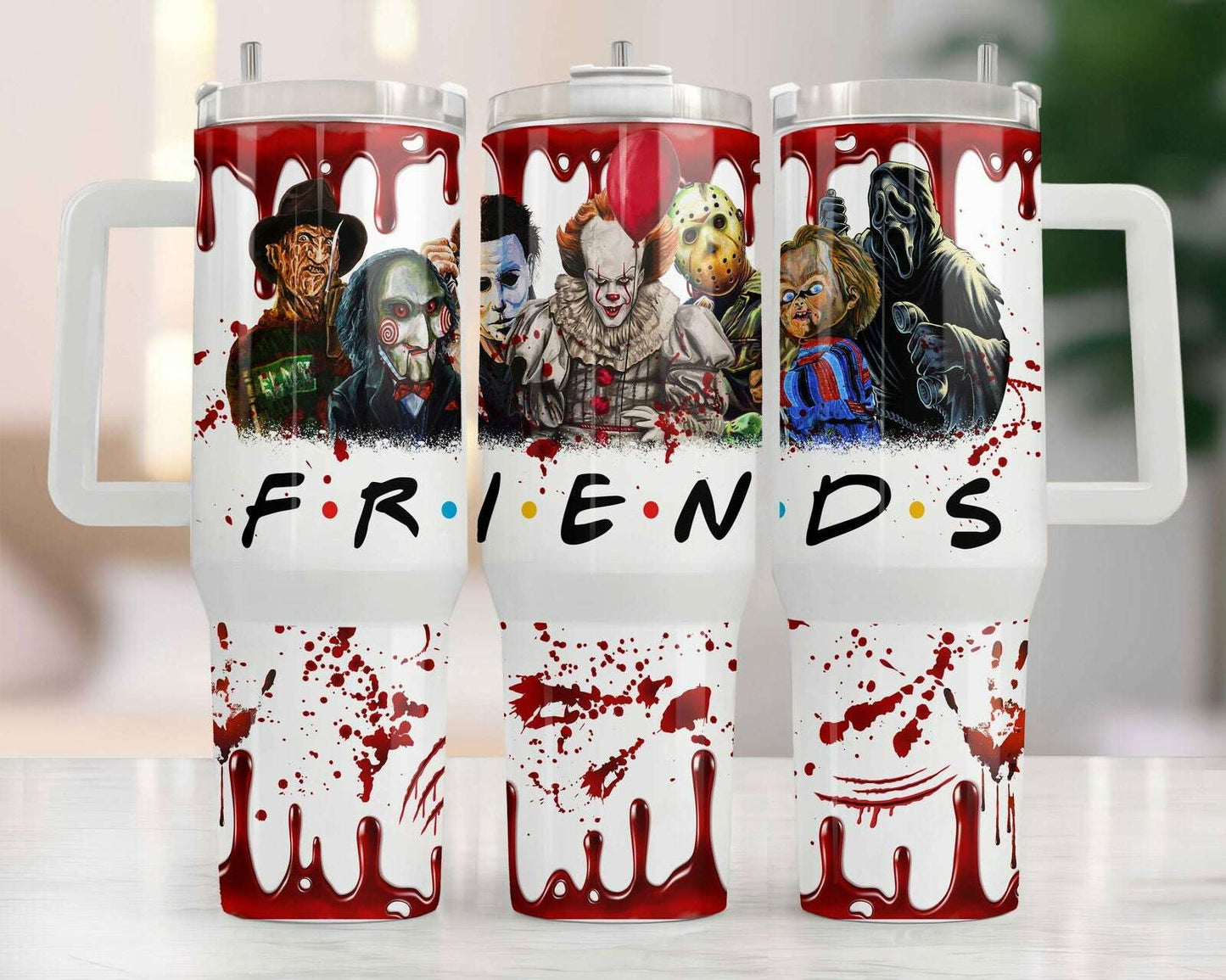40oz Tumbler Wrap Png, Horror 2 pieces 40 oz Tumbler Png, Horror Halloween Tumbler 40oz Png Sublimation Designs