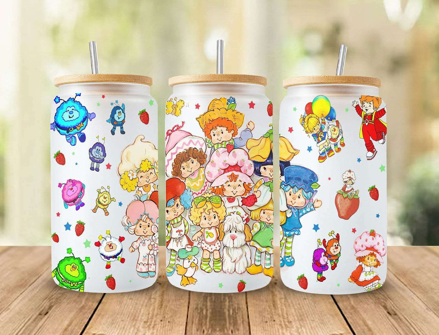 80s Cartoon 16oz Can Glass Wrap Design PNG, Retro Cartoon 80s Tumbler