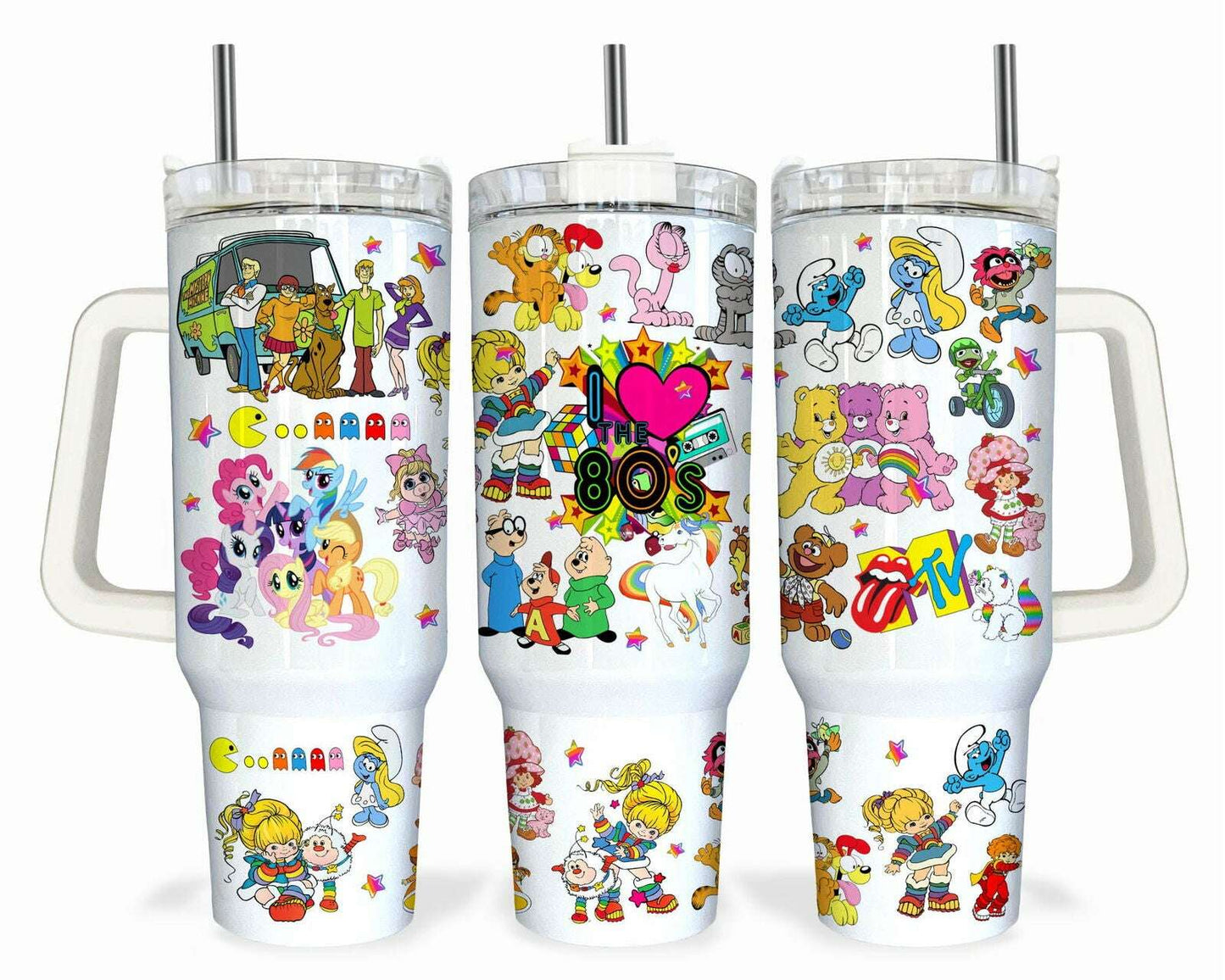 80's Cartoon 40oz Tumbler Wrap Png, Sublimation Designs