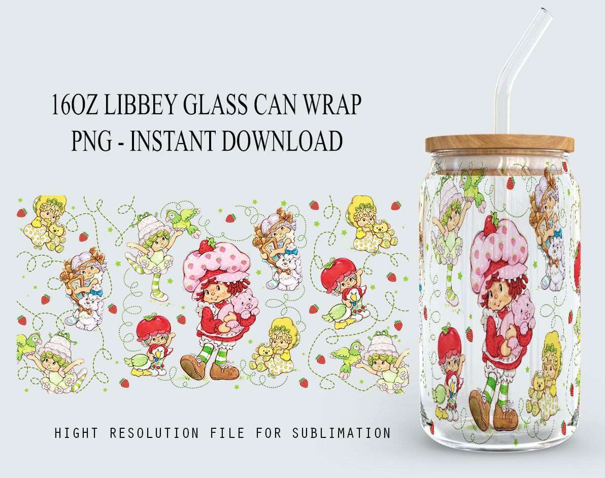 80s Cartoon Can Glass, 16oz Can Glass Wrap Design PNG, Retro Cartoon 80s Tumbler
