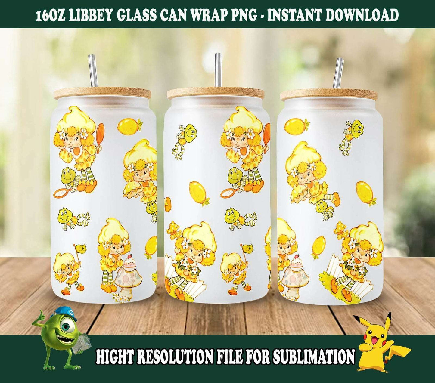 80s Cartoon Libbey Can Glass, 16oz Can Glass Wrap Sublimation Design
